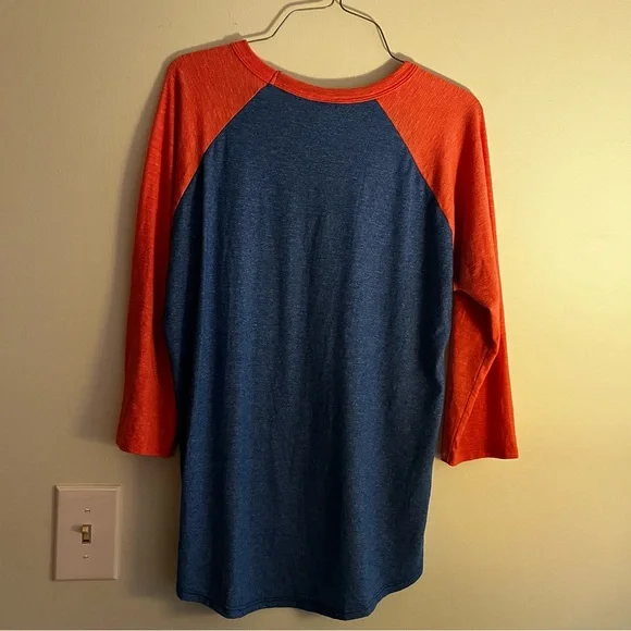 LuLaRoe Coral and Blue Top medium - Picture 2 of 3